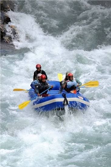 Rafting through Himalayan rapids