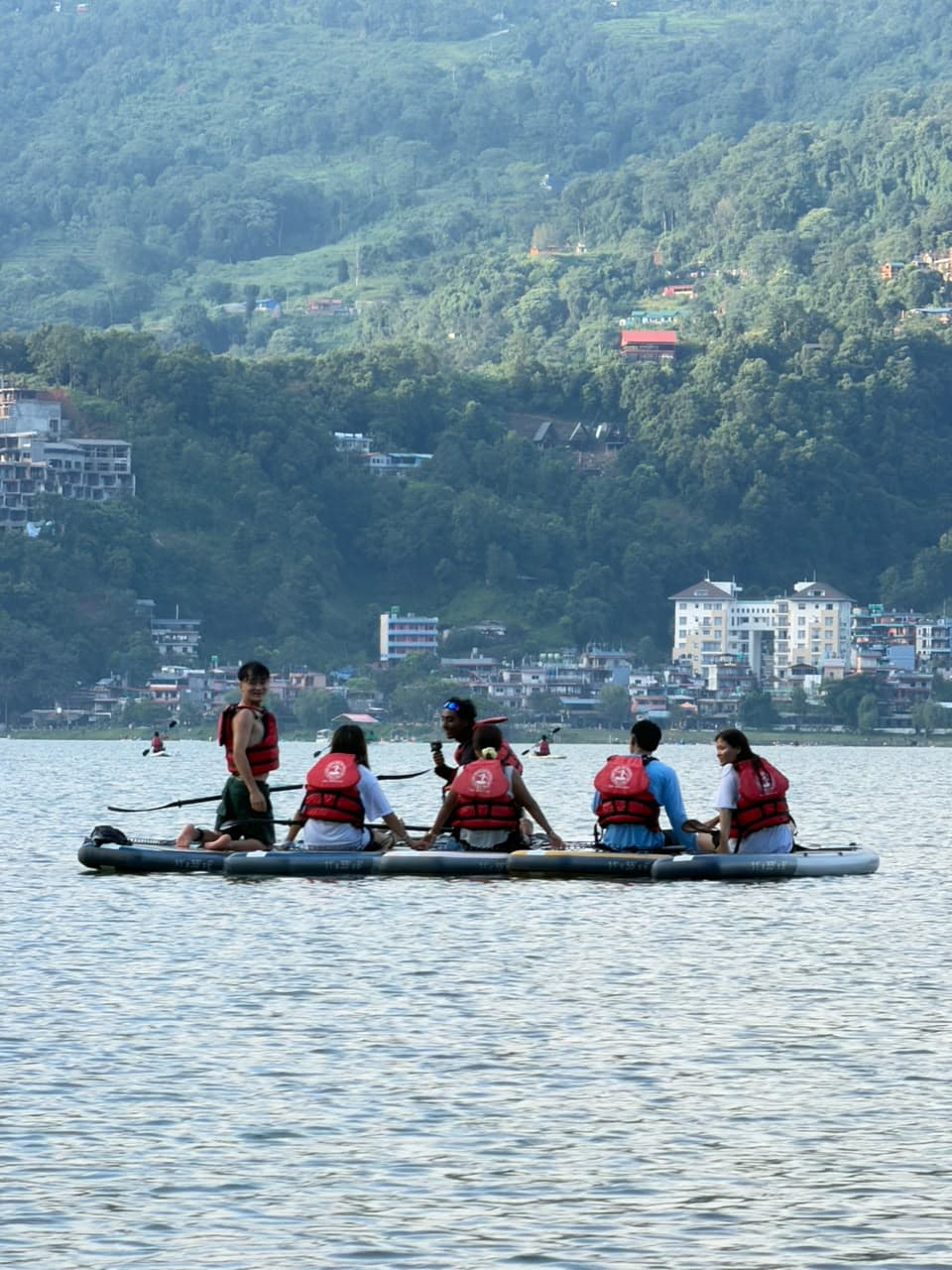Guests enjoying a Phewa Lake boat ride